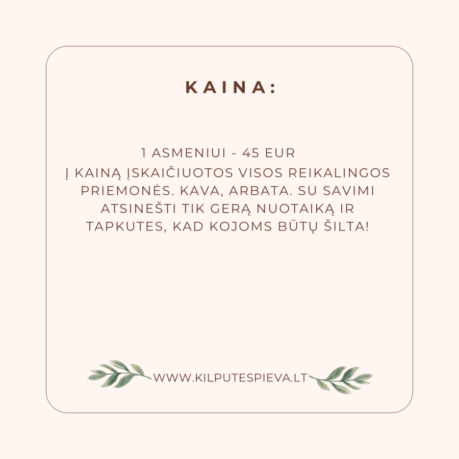 Kūrybinės dirbtuvės SUAUGUSIEMS (10-24d.) Rudeninė segė